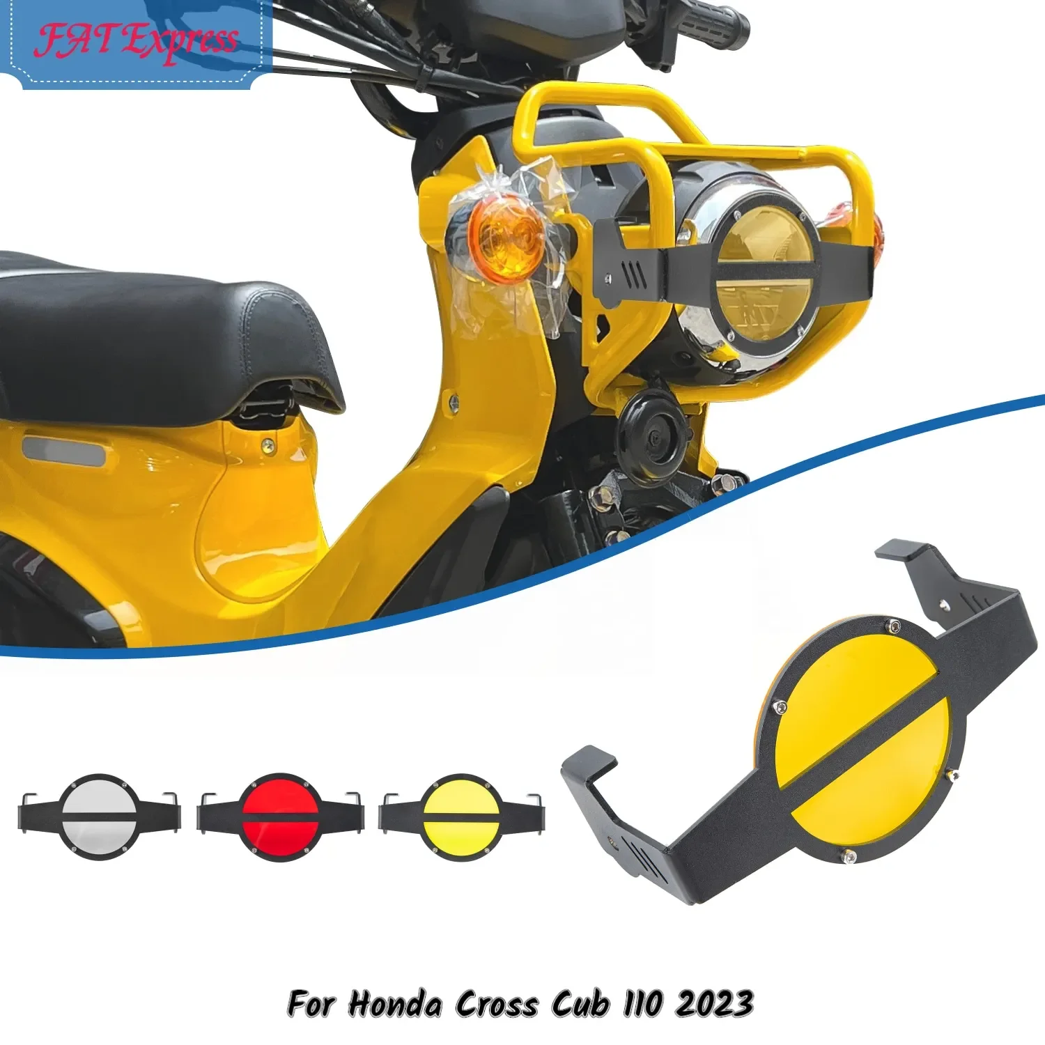 

CC110 Motorcycle Accessories Front Headlight Lens Cover Shield For Honda Cross Cub 110 2023 Head Light Protector Decorative Cowl