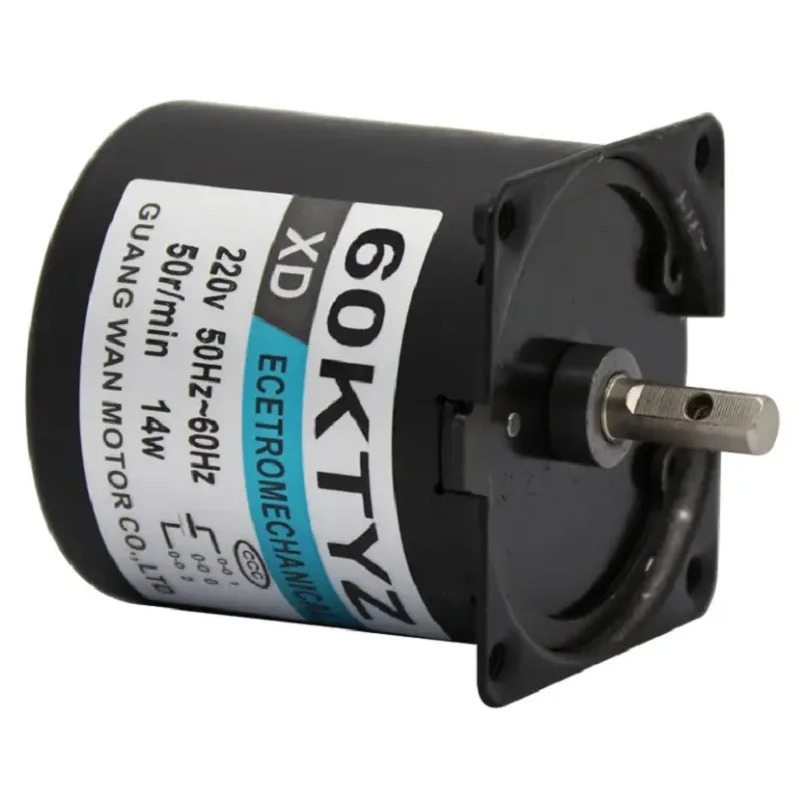 Motor de engranaje Micro síncrono de imán permanente, 14W, CA, 60KTYZ, baja velocidad, 50Hz, 2,5 rpm, 220V