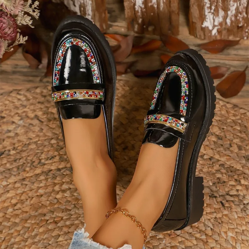 أحذية نسائية متعددة الاستخدامات بمقدمة مستديرة باللون الأسود على طراز الأكاديمية #5