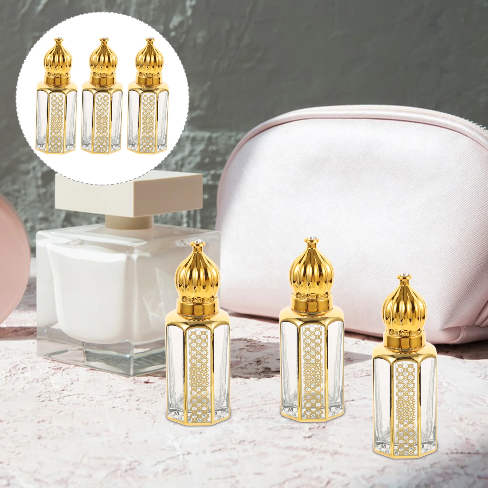 

4Pcs Mini Perfume Roller Bottles 12Ml Glass Refillable Essential Oil Bottle Set for Travel Aromatherapy Skin Care