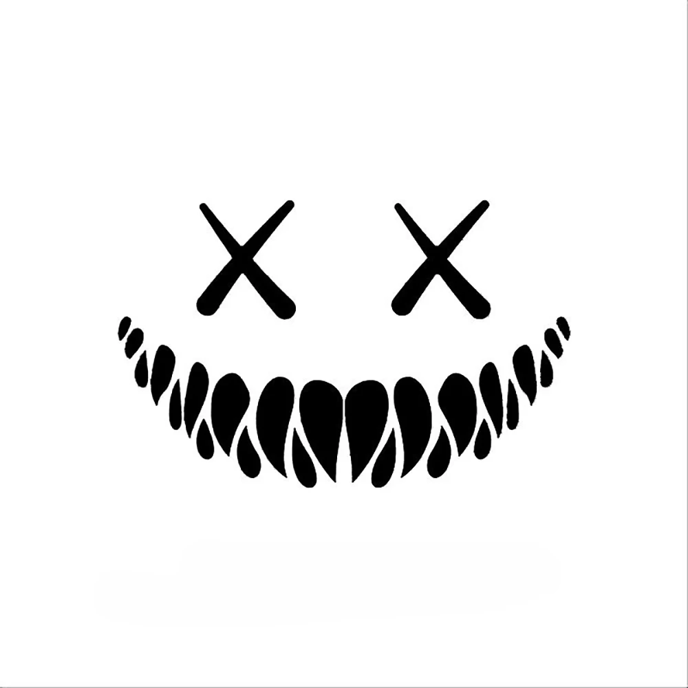 Motorcycle Car Body Helmet Demon Smiling Face Car Sticker Rear Windshield Door Cover Personalized Decals Reflective Stickers