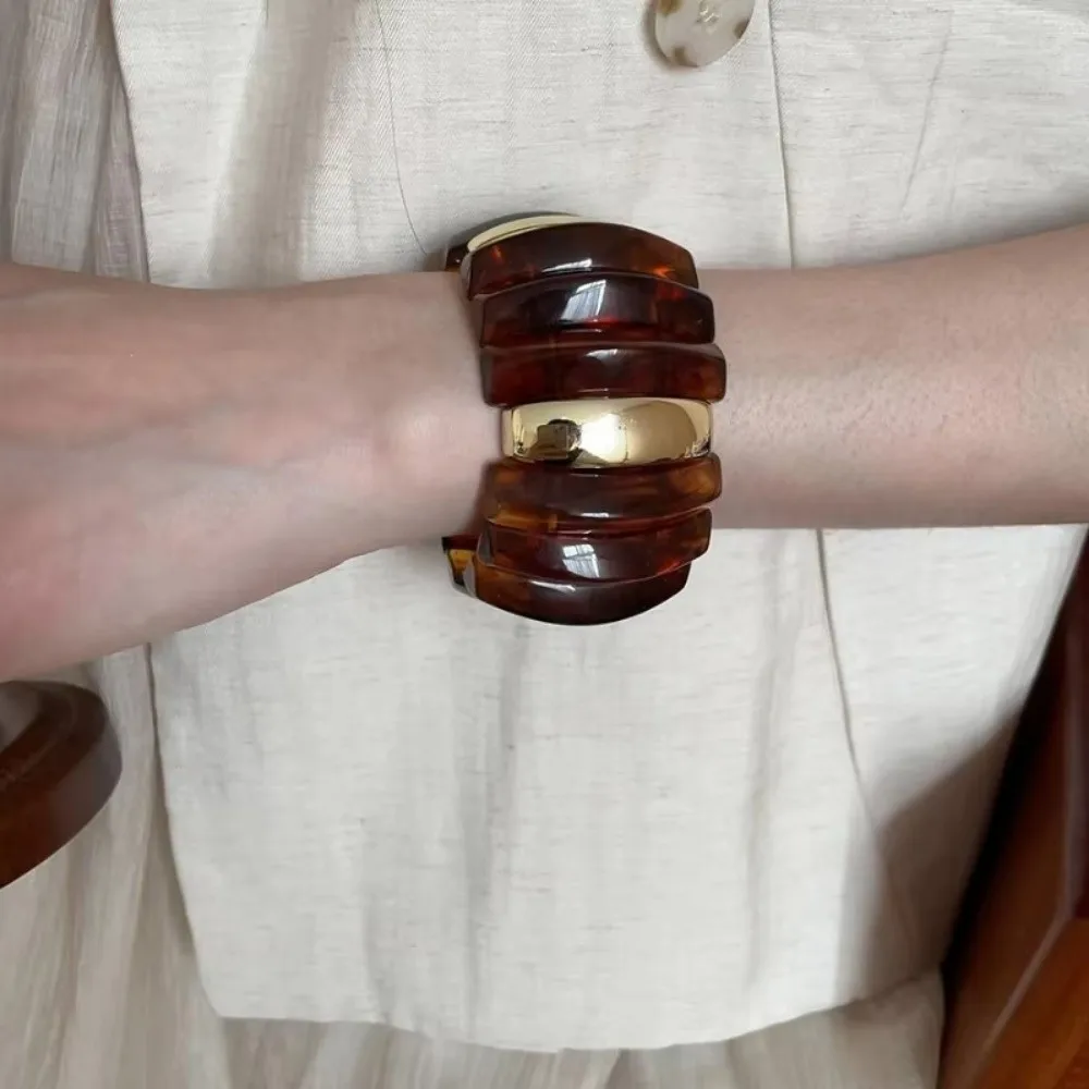 لطخة أساور مكتنزة مستطيلة مطرز المنسوجة سوار واسع متعدد مزيج اللون الاكريليك هندسية أساور النساء المجوهرات #3