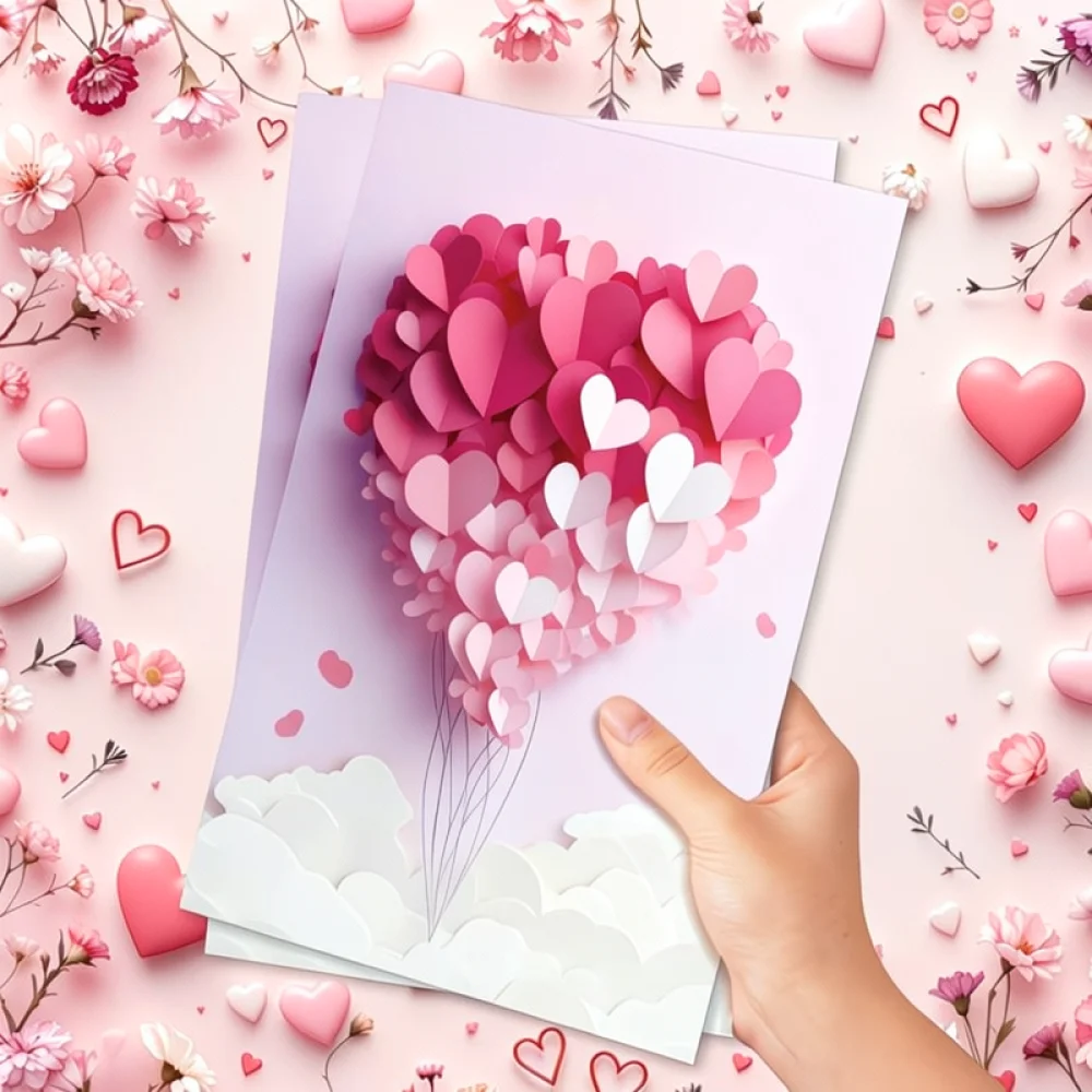 Creative Love Tree Paper Greeting Card For Valentine Day Anniversary Birthday Romantic Gift Card Blessing Stationery Card