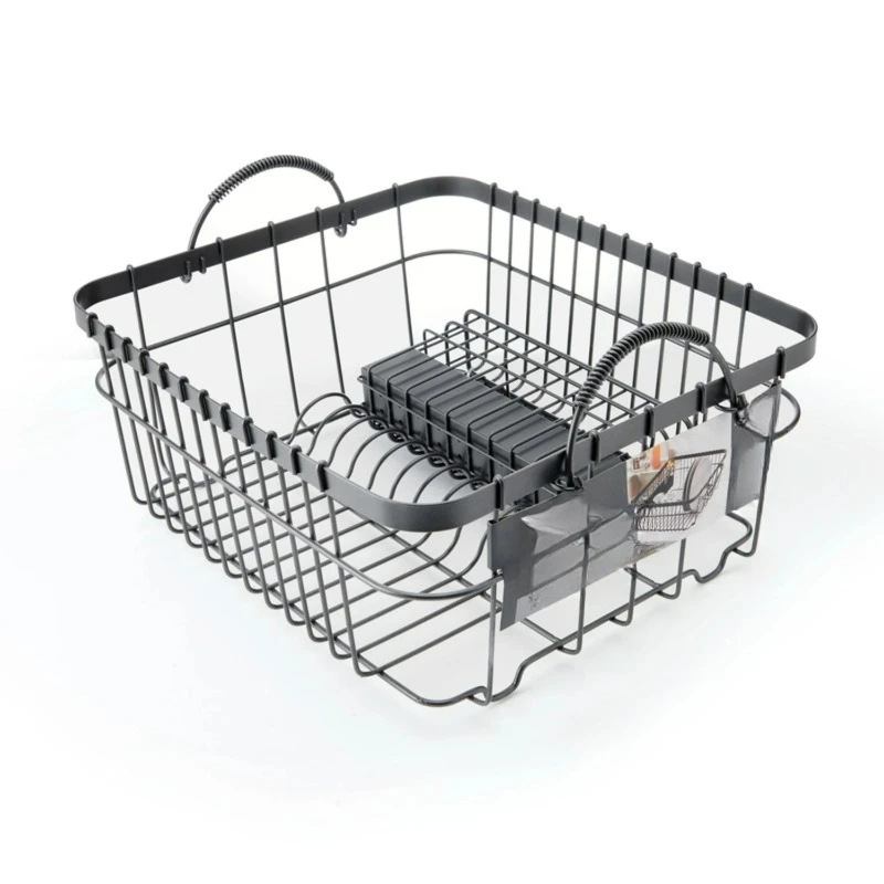 

Metal Dish Rack with Caddy Antique Gray