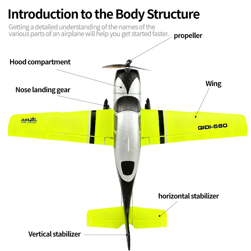 580 SR22 RC Aereo 2.4G 6CH 520MM Apertura alare fissa Aereo RC con motore brushless Ad ala fissa Modello di aereo EPP Schiuma giocattoli