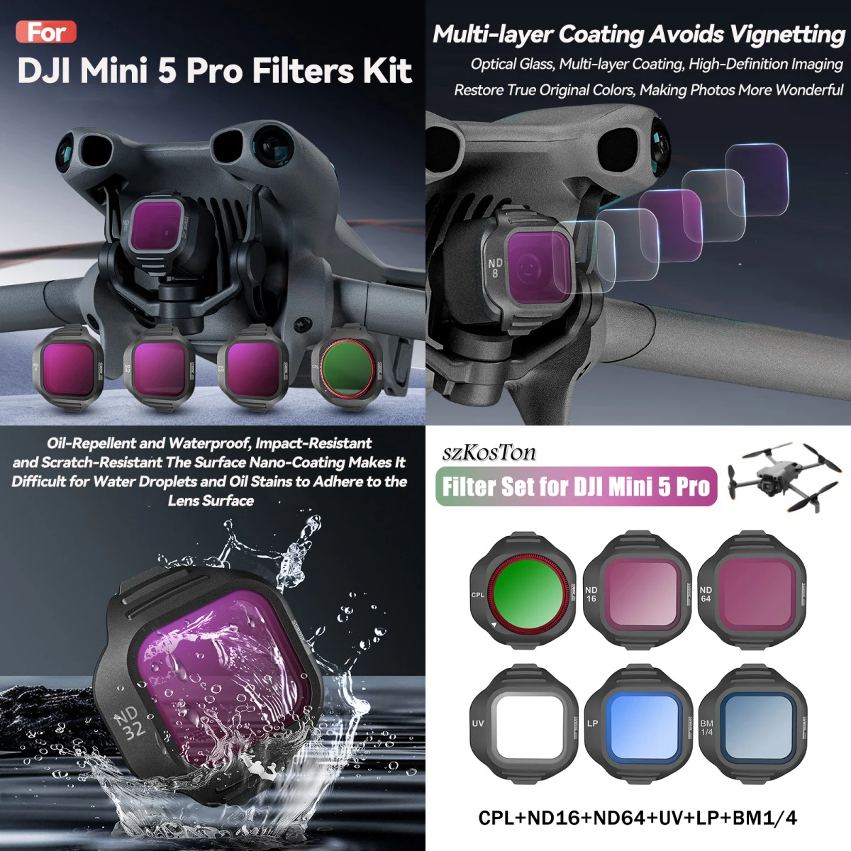 Filterset für DJI Lito X1/Neo 2/Mini 5 Pro/Mini 4 Pro/Filp ND MCUV CPL Filter Blendschutz Optisches Glas Linsenzubehör – Detail 5