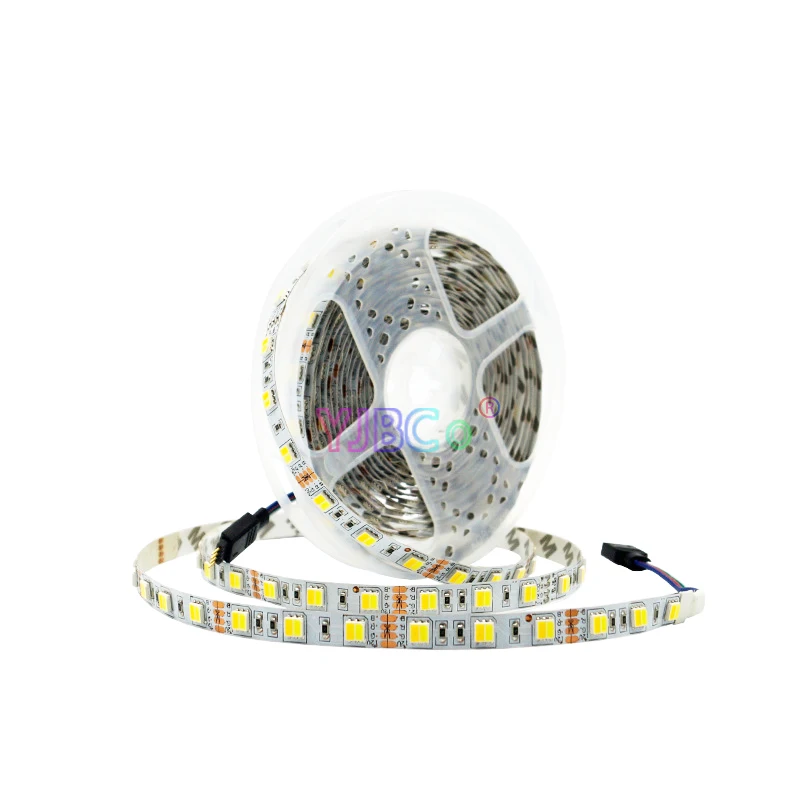 12V 24V 5M Cct 2 In 1 Wit + Warm Wit Led Strip 60Leds/M Dubbele Kleur Lamp Bar Smd 5050 Flexibele Lichtband Ip20 Ip65 10Mm Pcb