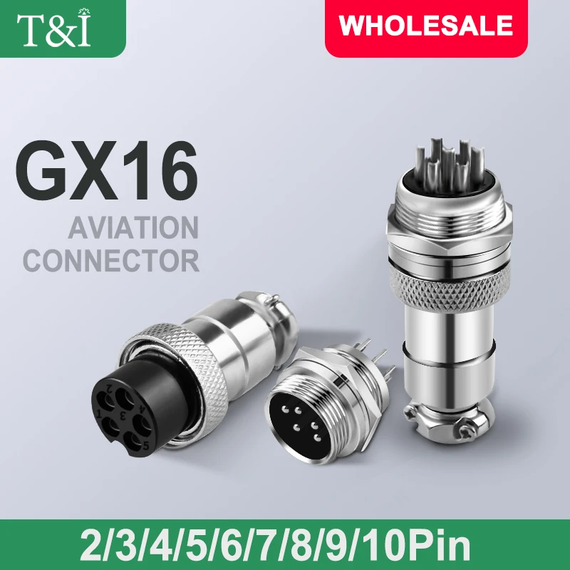 Connector GX16 metal aviation socket 2/3/4/5/6/7/8/9/10pin electric cable terminal fixed type and butt mobile type Female&male