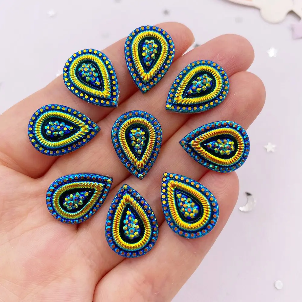 50Pcs Shiny AB Resin 13*18mm Drop eye Gems Flatback Rhinestone Appliques Wedding Decoration Crystals Craft SC523