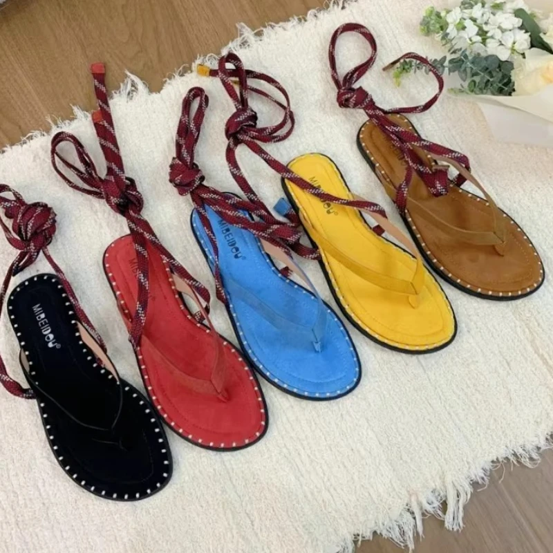 

Sweet Open-toe Narrow Band Design Brand Flip-flops Women Summer Fashion Square Toe Flat Slippers Concise Comfort Beach Sandals