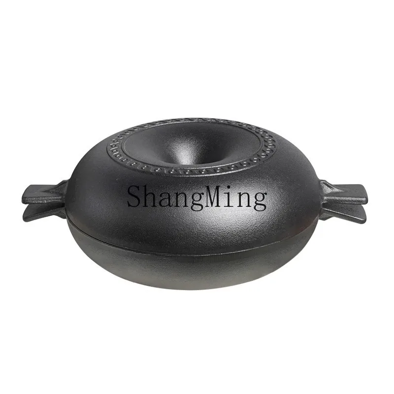 

ZD thickened cast iron roast and rinse integrated pot household roast sweet potato roast meat barbecue artifact