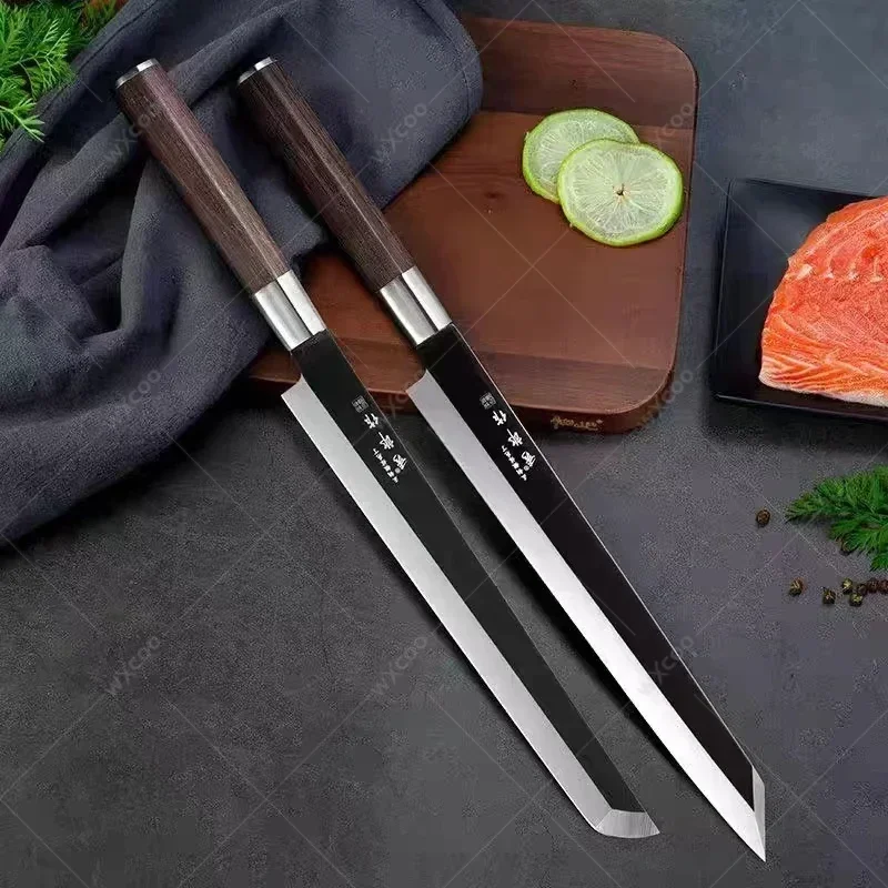 

Stainless Steel Japanese Sushi Knife Salmon Sashimi Knife Professional Meat Cleaver Chef Kitchen Knife Cooking Tools