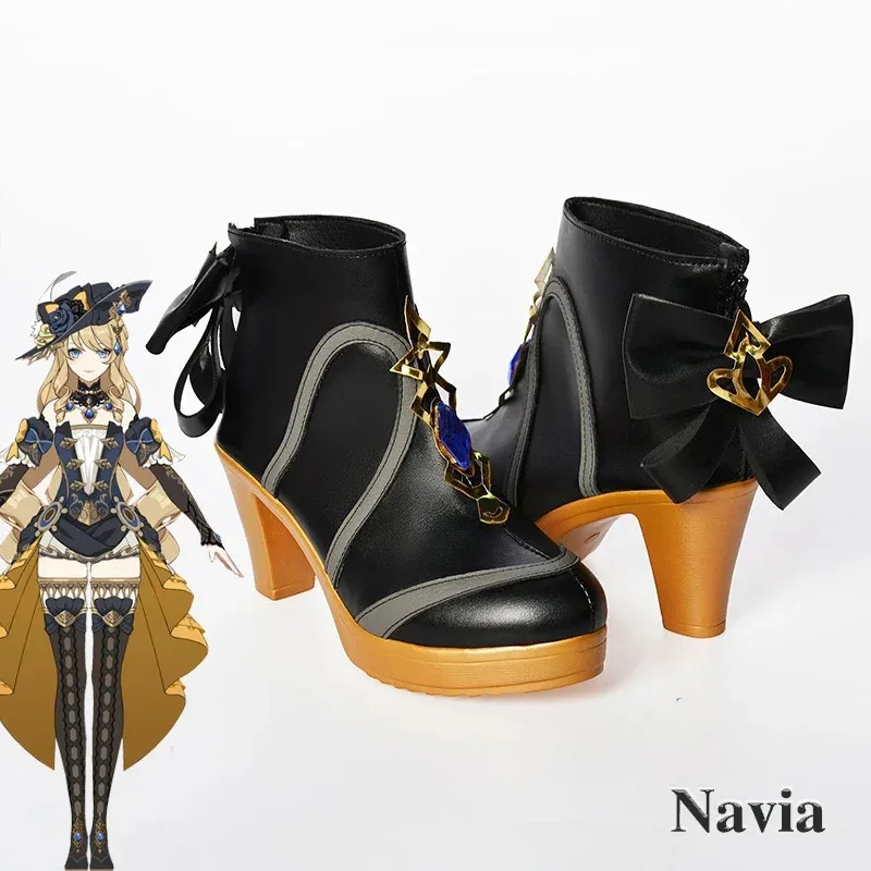 Navia Cosplay Shoes Anime Chinese Style Halloween for Genshin Impact Women Game