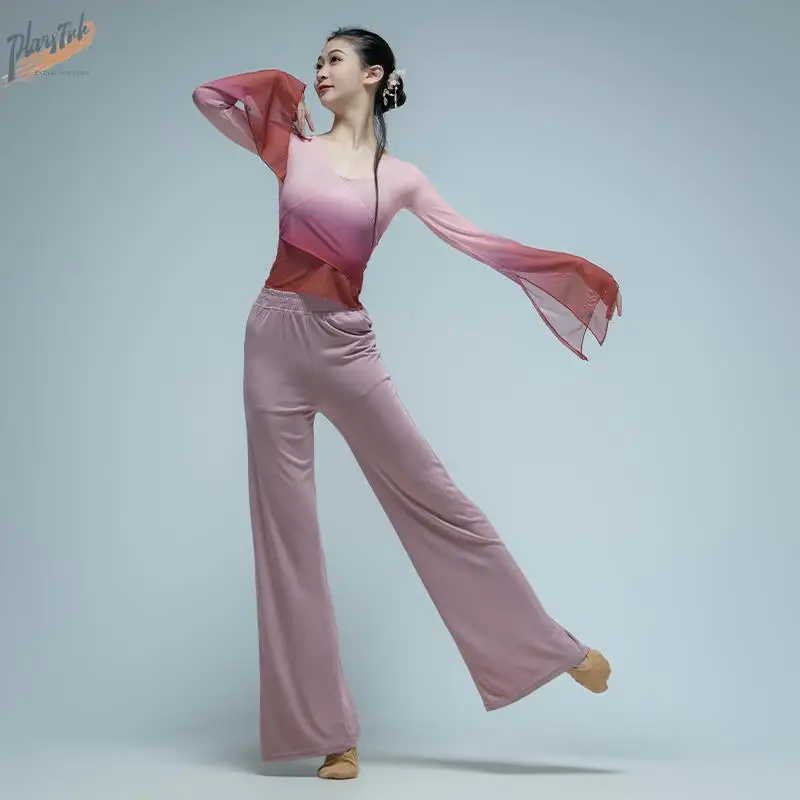 

Classical Dance Long Sleeve Thin Modern Performance Costume Women's Practice Uniform Student Art Exam Dancewear Class Uniform