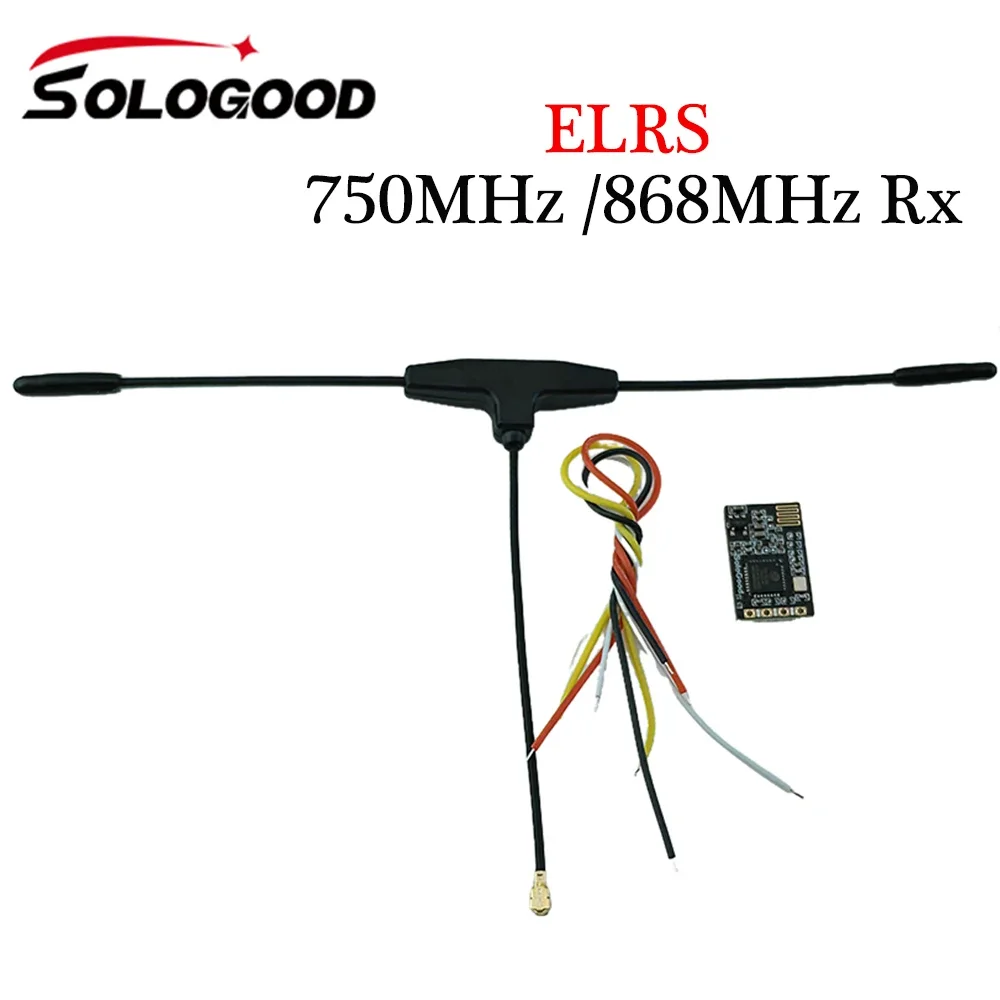 SoloGood ELRS 750MHz 868MHz Receiver With T type Antenn MCU ESP8285 50mW Telemetry Power for RC Racing Drone