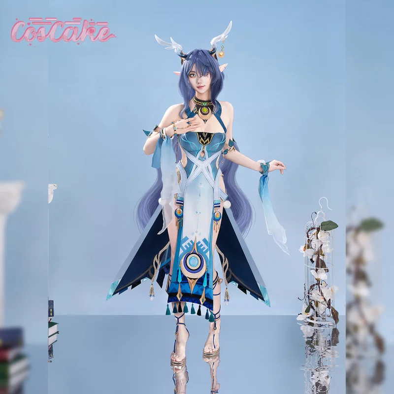 

Genshin Impact Lauma Cosplay Costume Dress Uniform Headwear Earrings Frostmoon Scions Halloween Party for Women Girls
