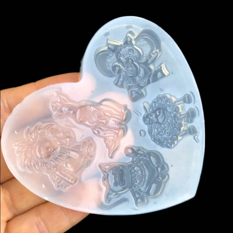 DIY Crystal Glue Silicone Mold Animal Combination Elephant Lion Cow Epoxy Mould Decorative Pendant Ornaments Accessories 16683