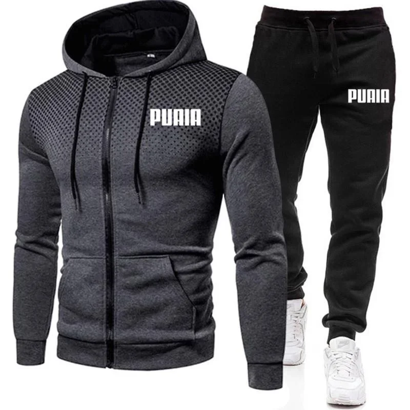 Two Piece Set Suits Casual Zipper Hoodies and Sport Pants Autumn Winter Mens Outdoors Hooded Sweatshirt Jogging Tracksuits