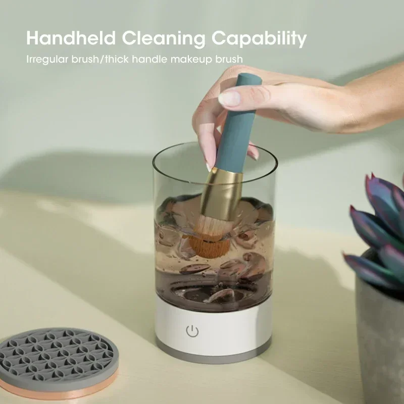 Detergente per pennelli per trucco elettrico USB 3 in 1 Pennelli per trucco portatili Strumento per spazzole per pulizia pigra Pulizia automatica dei pennelli per trucco
