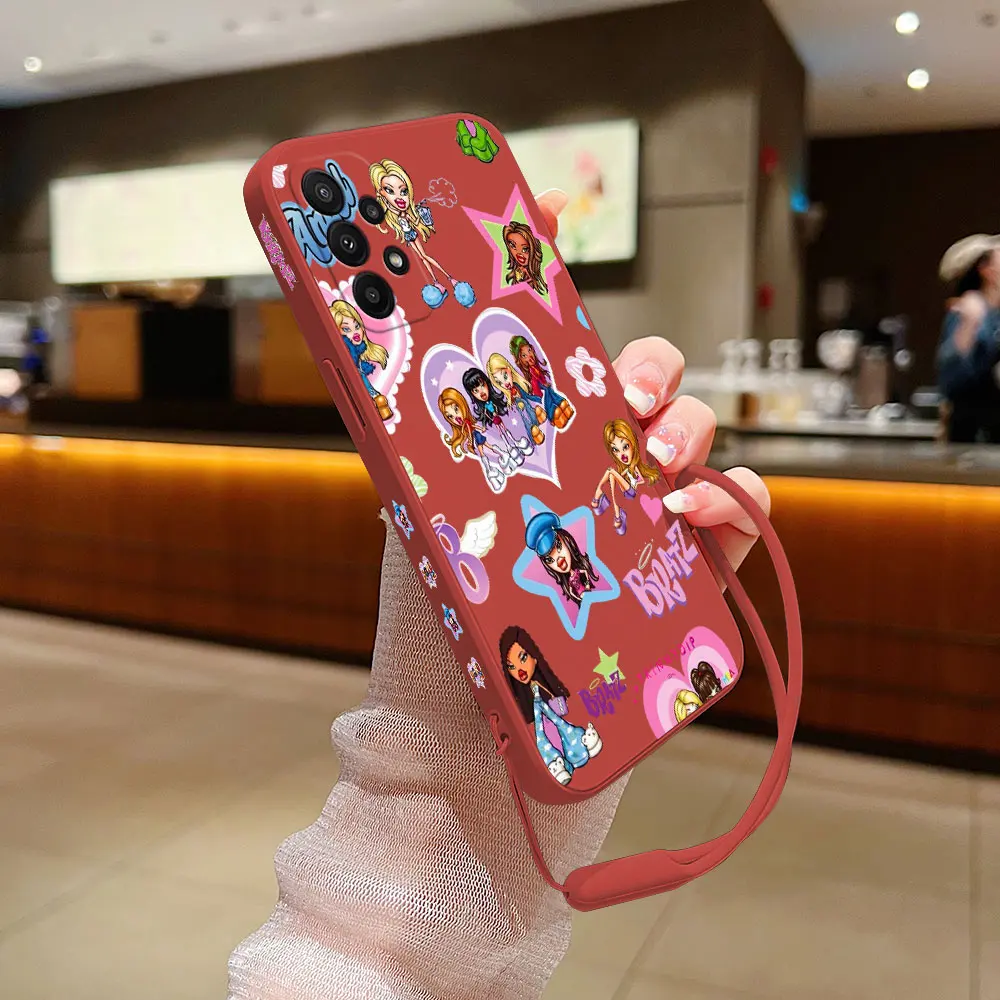 Cute Girl Bratzs Doll Case For Samsung A54 A34 A73 A53 A33 A23 A14 A13 A03 A04 A72 A52 A32 A22 A12 A71 A51 4G 5G With Hand Strap