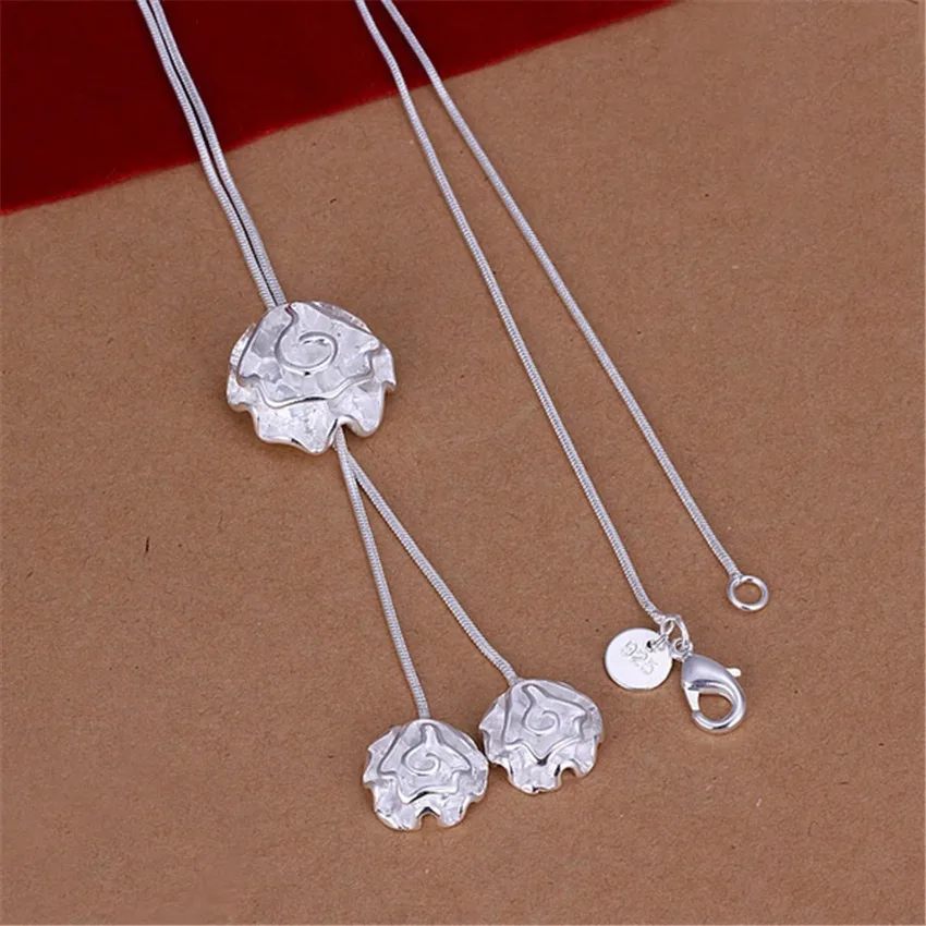 Hot charms women lady 925 Sterling silver noble luxury refined high quality flowers Necklace Fashion trends Jewelry Gifts