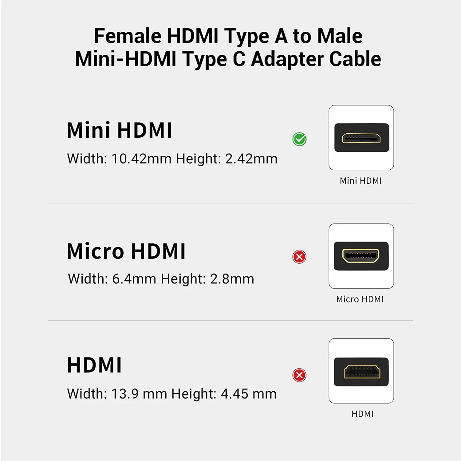 كابل محول صغير رفيع للغاية متوافق مع HDMI ، من A إلى A ، C ، D إلى A ، 4K ، 60Hz ، BMPCC ، 4K ، 6K ، سوني ، باناسونيك ، روض ، من