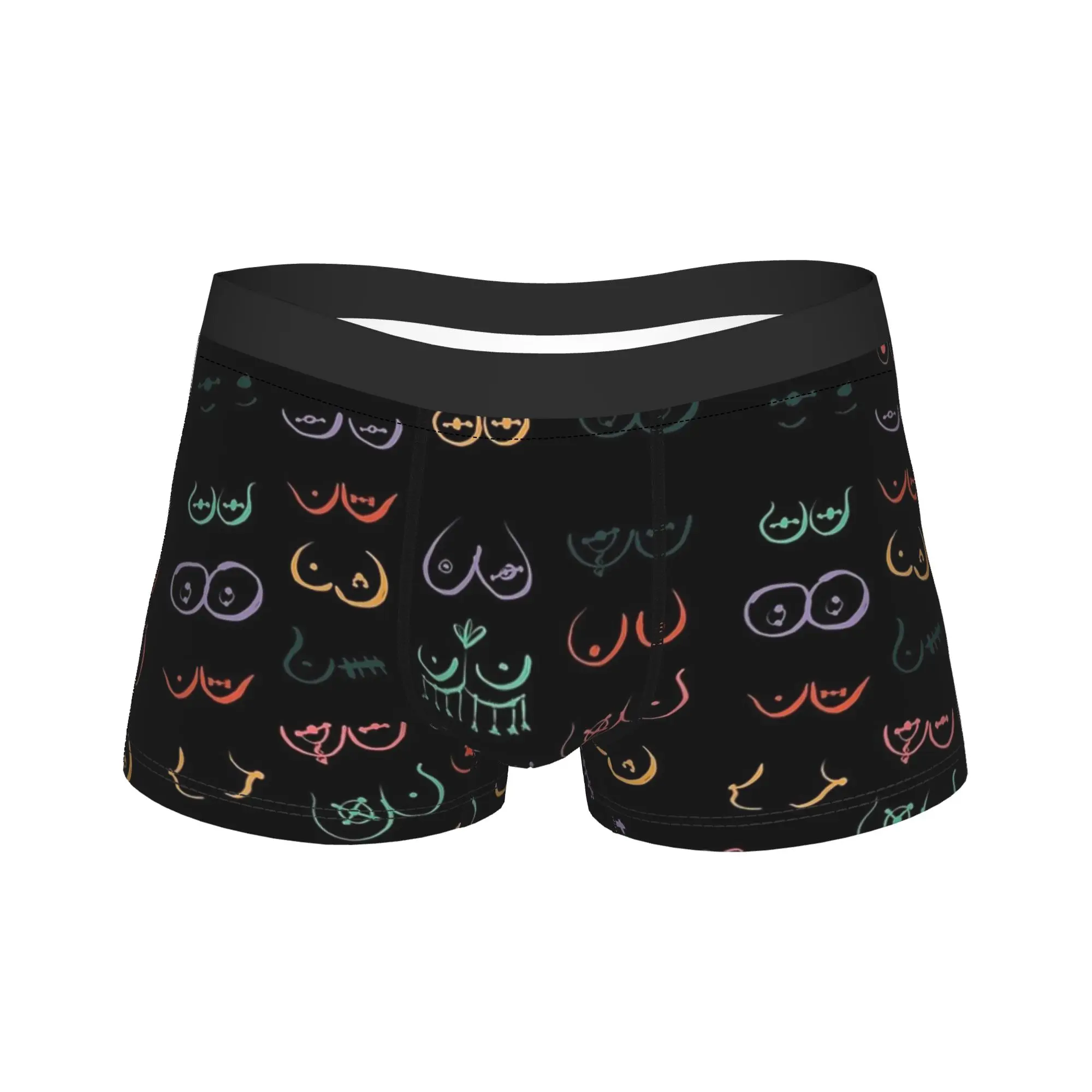 Neon Boobs Piercing Drawing Underwear  Design Boxer Shorts Trenky Men's Underpants Comfortable Boxer Brief Birthday Present