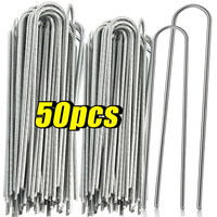 U-type Garden Staples Heavy-duty Fence Tubing Stakes Sod Pins Galvanized Landscape Spike for Holding Lawns Barrier Ground Nail