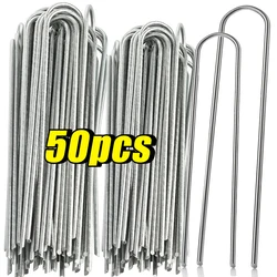U-type Garden Staples Heavy-duty Fence Tubing Stakes Sod Pins Galvanized Landscape Spike for Holding Lawns Barrier Ground Nail