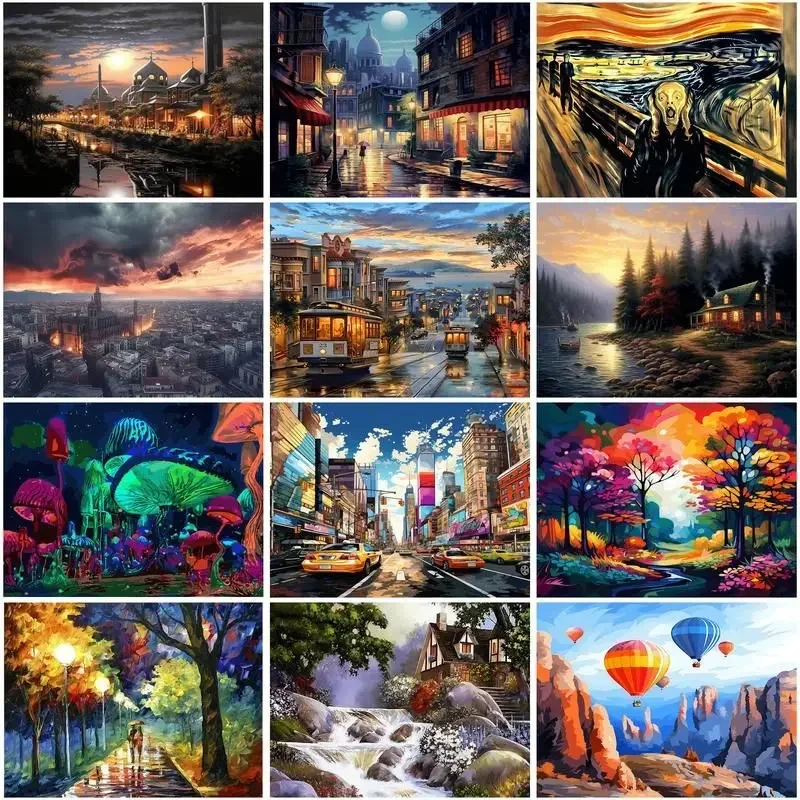 

449857 Paint By Number City Landscape Drawing On Canvas HandPainted Art Gift DIY Pictures By Number Kits Home Decoration