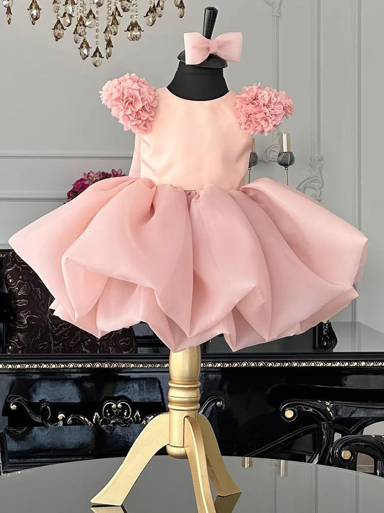 Robe de princesse à manches courtes pour bébés filles, robe vintage pour tout-petits, robe de Rhd'anniversaire, robe de reconstitution historique de fête, mode pour enfants, pétale, 1-12 ans