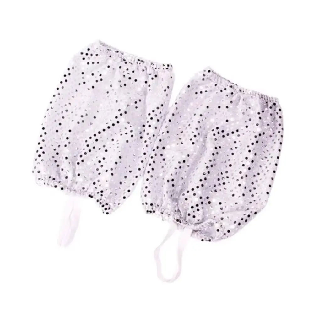Calentadores de Piernas Brillantes con Lentejuelas Plateadas y Negras, Mangas con Lentejuelas, Poliéster Elástico, Disfraz para Actuaciones Escénicas