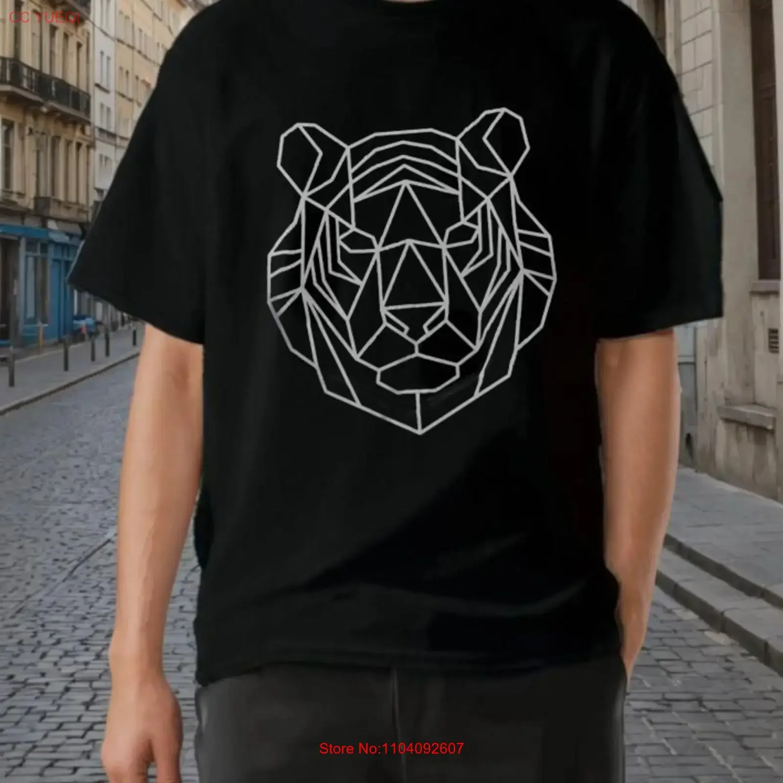 Tiger-T-Shirt, geometrisch, für Herren, Tiger, für Herren, bedruckt, Vintage, gewaschen, bequem, Streetwear, lässig, weich, Grafik, leicht