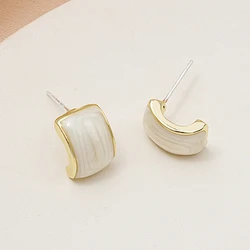 Korean Arc Small Stud Earrings for Women New Fashion Enamel Oil C-Shape Earrings Geometry Jewelry pendientes aretes de mujer