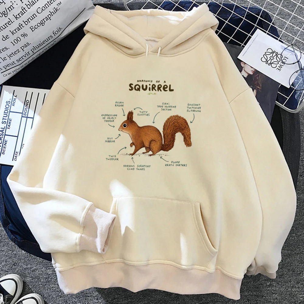 

Squirrel hoodies women sweat y2k vintage Kawaii Winter sweatshirts female anime pulls