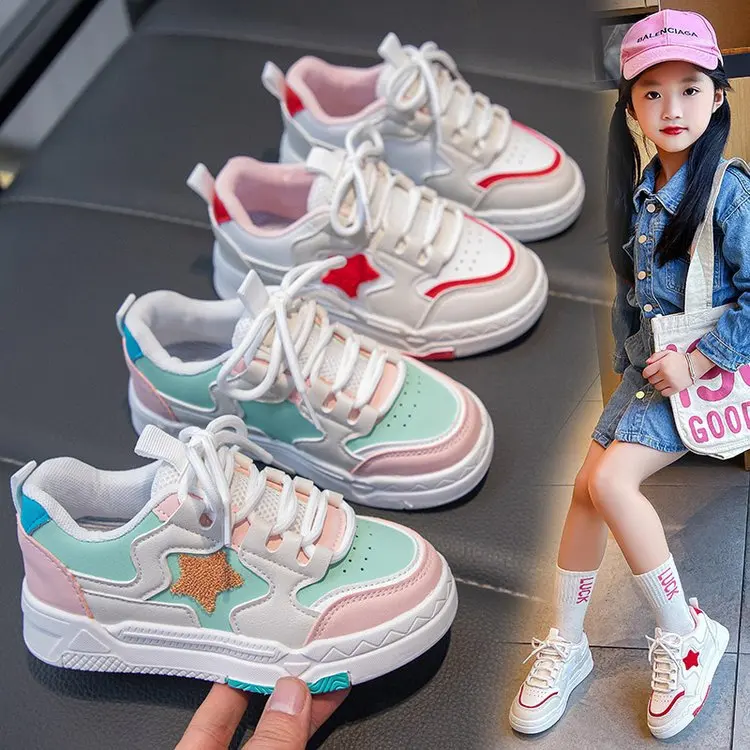 

Fashionable Girls' Shoes 2024 Spring and Autumn New Children's Sports Shoes Light Breathable and Versatile Casual Shoes