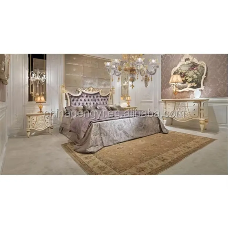 European Royal Luxury Customized Solid Wood Canopy Bed, Fashionable Classical Style with Ceiling, Extra Large Italian Bed