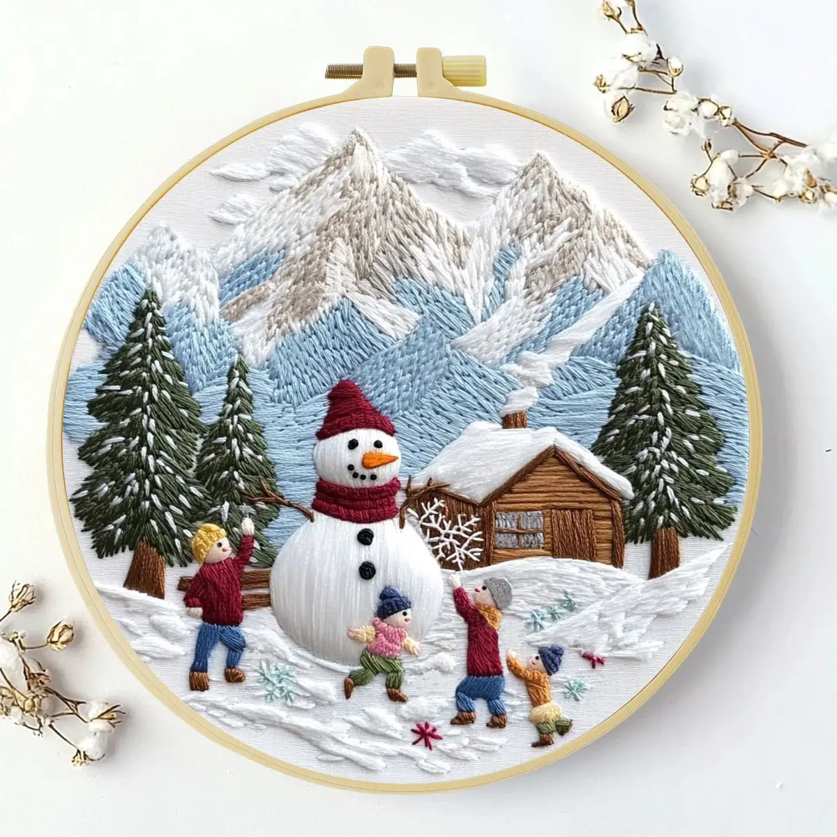 1 Stück 20X20CM/15X15CM 7,87/6,3 Zoll Schneemann Stickerei Starter-Kit DIY-Kit DIY-Stickerei-Set Handarbeiten Malerei – Detail 1