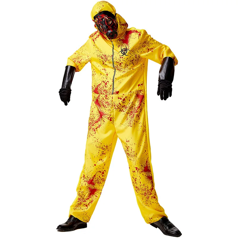 

Halloween Cosplay Scary Zombies Hooded Jumpsuit Costume For Adult Kids Biochemical Weapons Protective Clothingn Romper outfits30