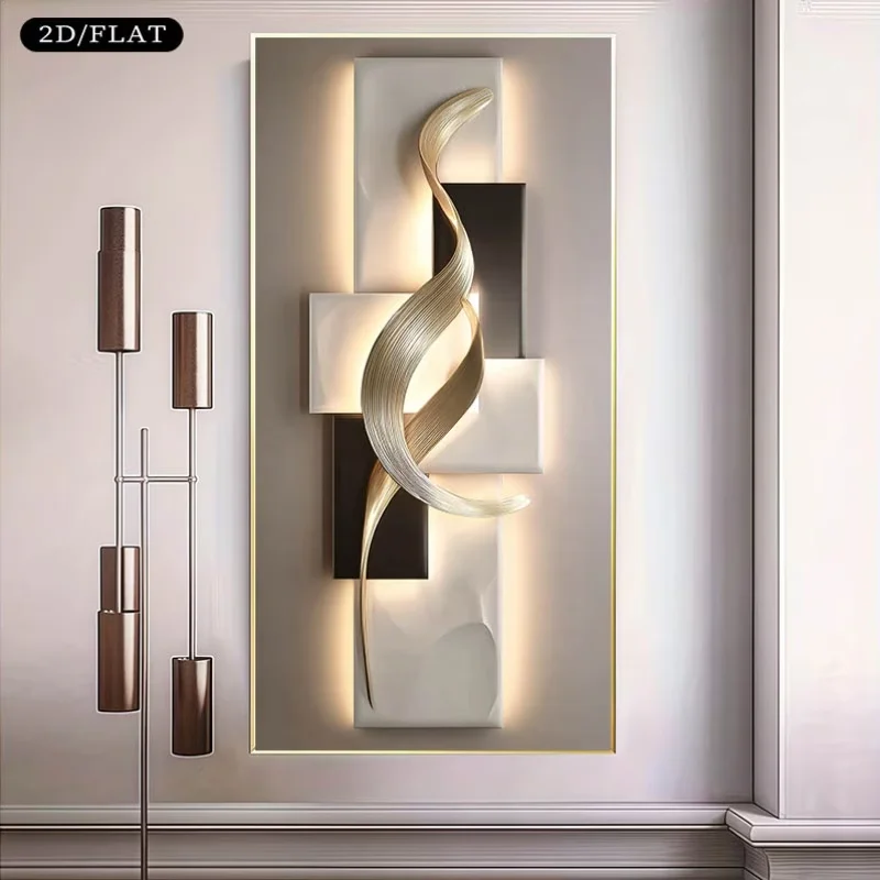 Abstract Twisted Light Sculpture Canvas Prints Frameless Large Painting Posters Wall Art for Living Room Bedroom Home Decor