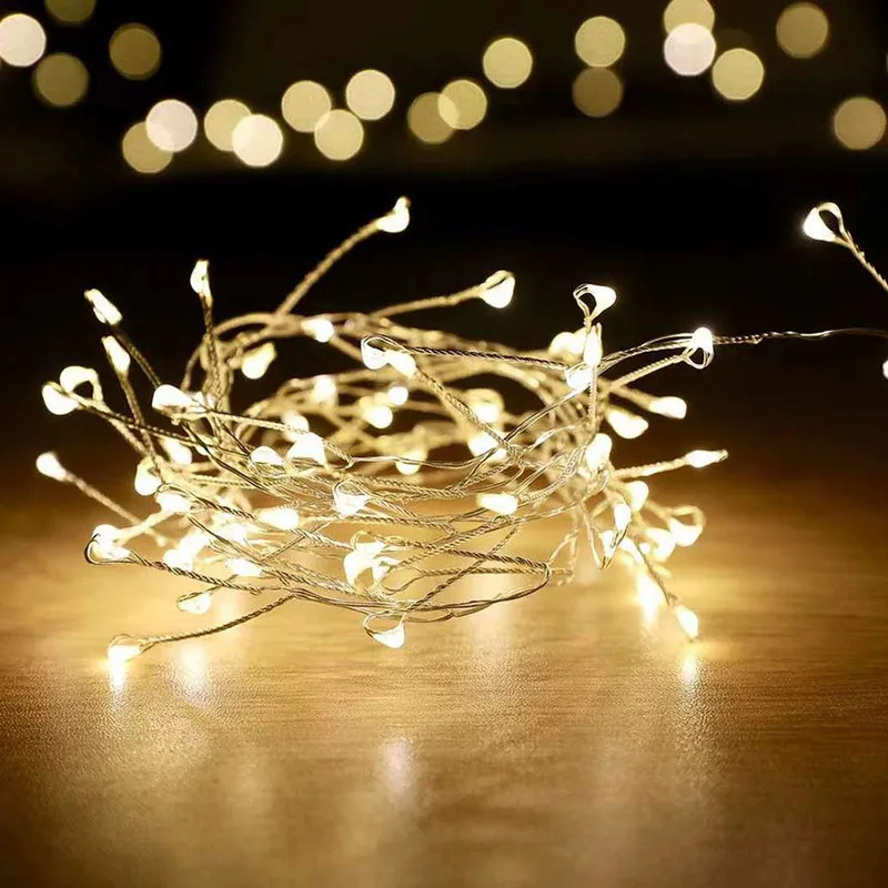 3/5m 200led ramo árvore ao ar livre fio de prata luzes de fadas cluster luzes da corda para café bar festa de casamento natal decorações para casa