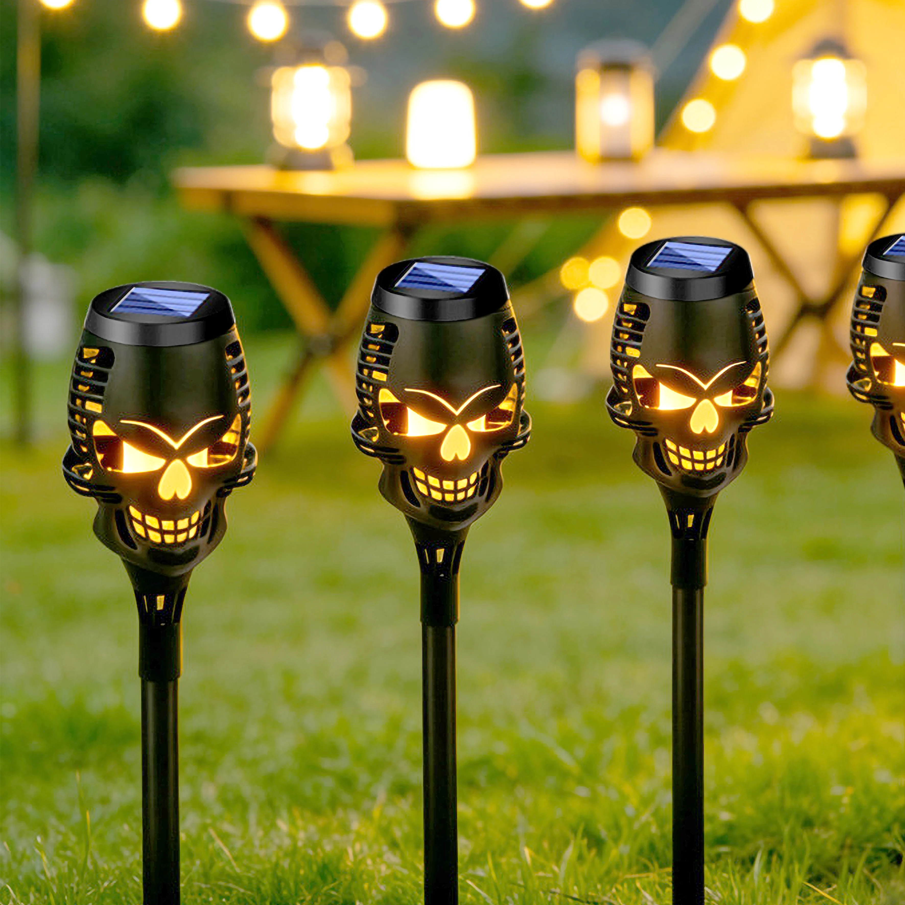 Solar Flame Torch Lights Flickering Light Waterproof Landscape Decoration Lighting for Garden, Lawn, Yard, Halloween Decoration