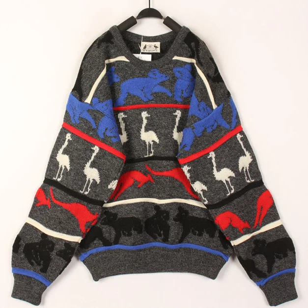 

Retro Cartoon Embroidery 3D Pattern Soft Sweater Vintage Harajuku Style Children's Fun Woolen Long Sleeve Women's Sweater