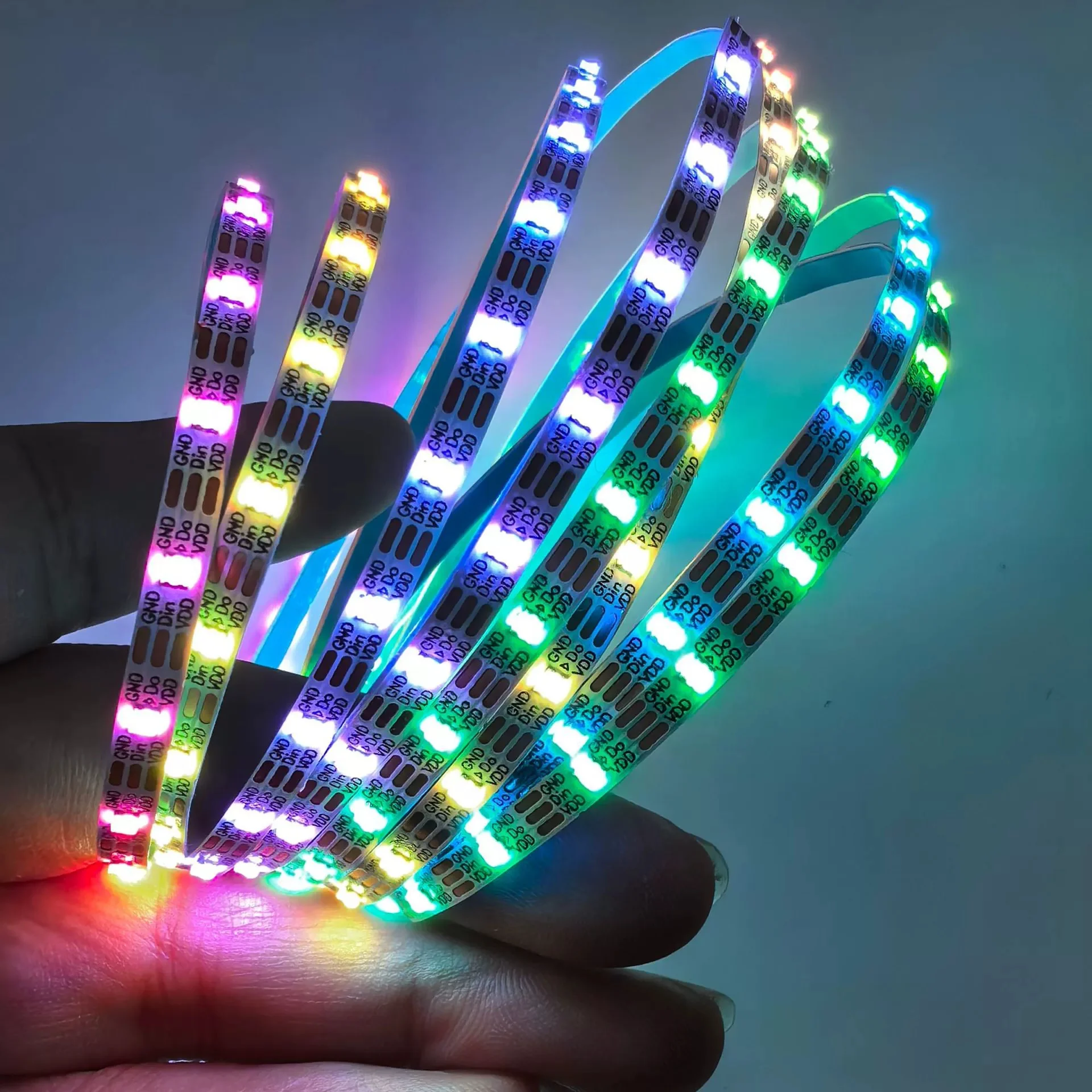 5 مللي متر ضيق 5 فولت RGB LED قطاع WS2812 الملونة للبرمجة شريط مرن الشريط إضاءة خلفية للتلفاز غرفة المنزل ديكور غرفة نوم قطاع ضوء