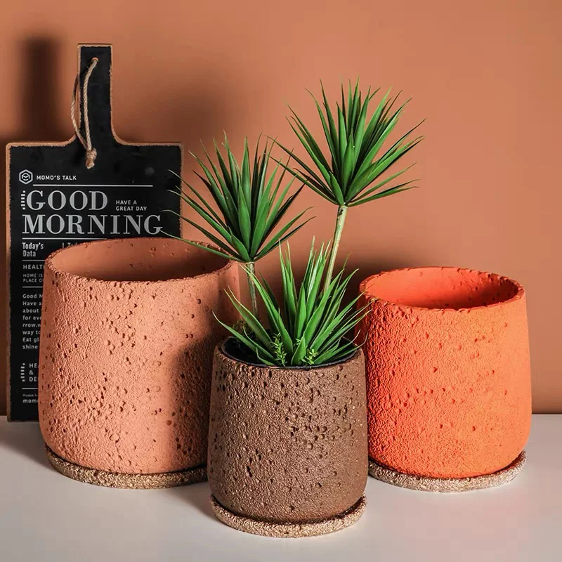 Silicone Concrete Planters Mold Volcanic Rock Pattern Cement Flower Pot Mould Planet Succlent Pot Storage Box Home Decor Tools