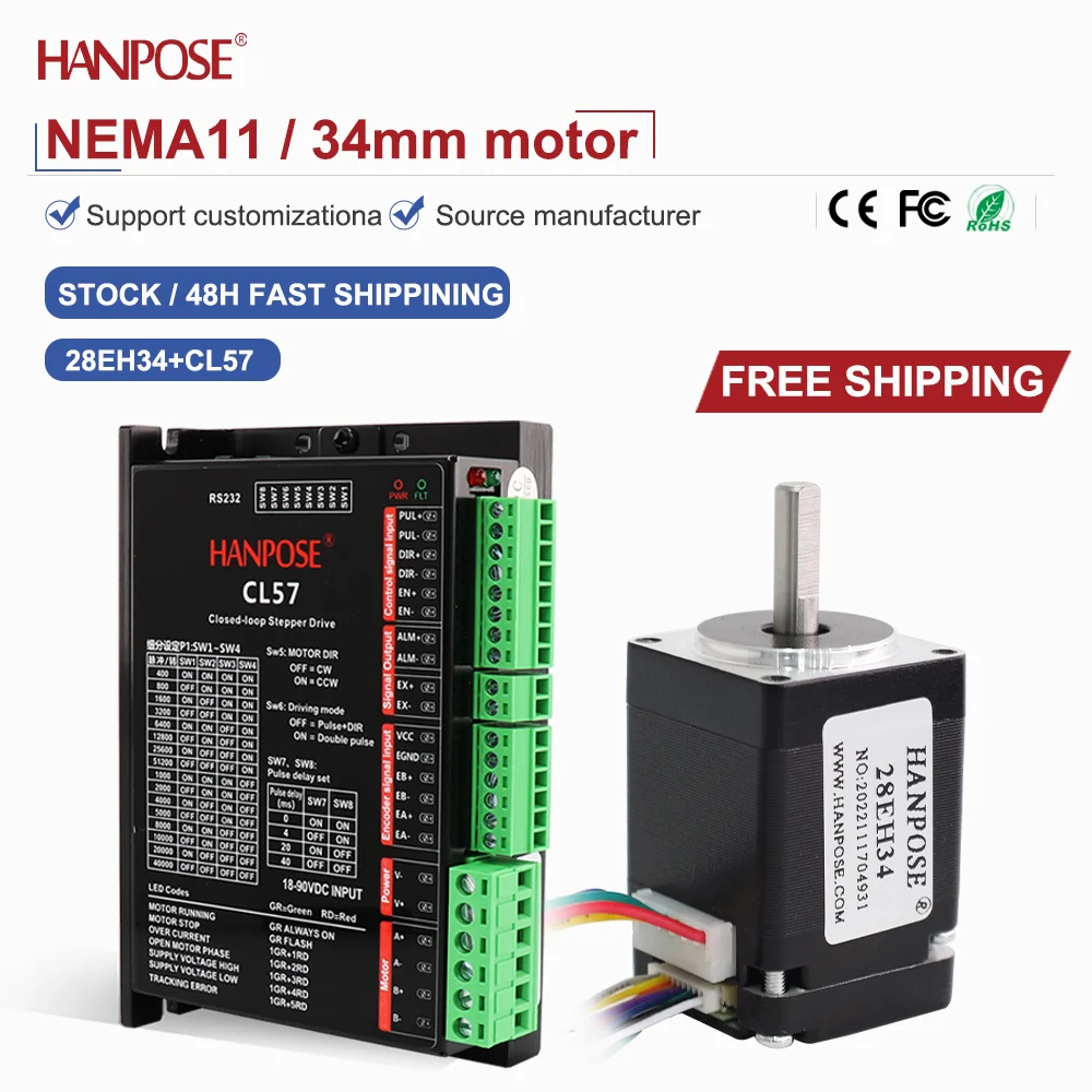 

closed-loop stepper motor NEMA8 28EH34+TB6600 drive 0.8A 2.5V real-time coordinate reading, no step loss, stable operation