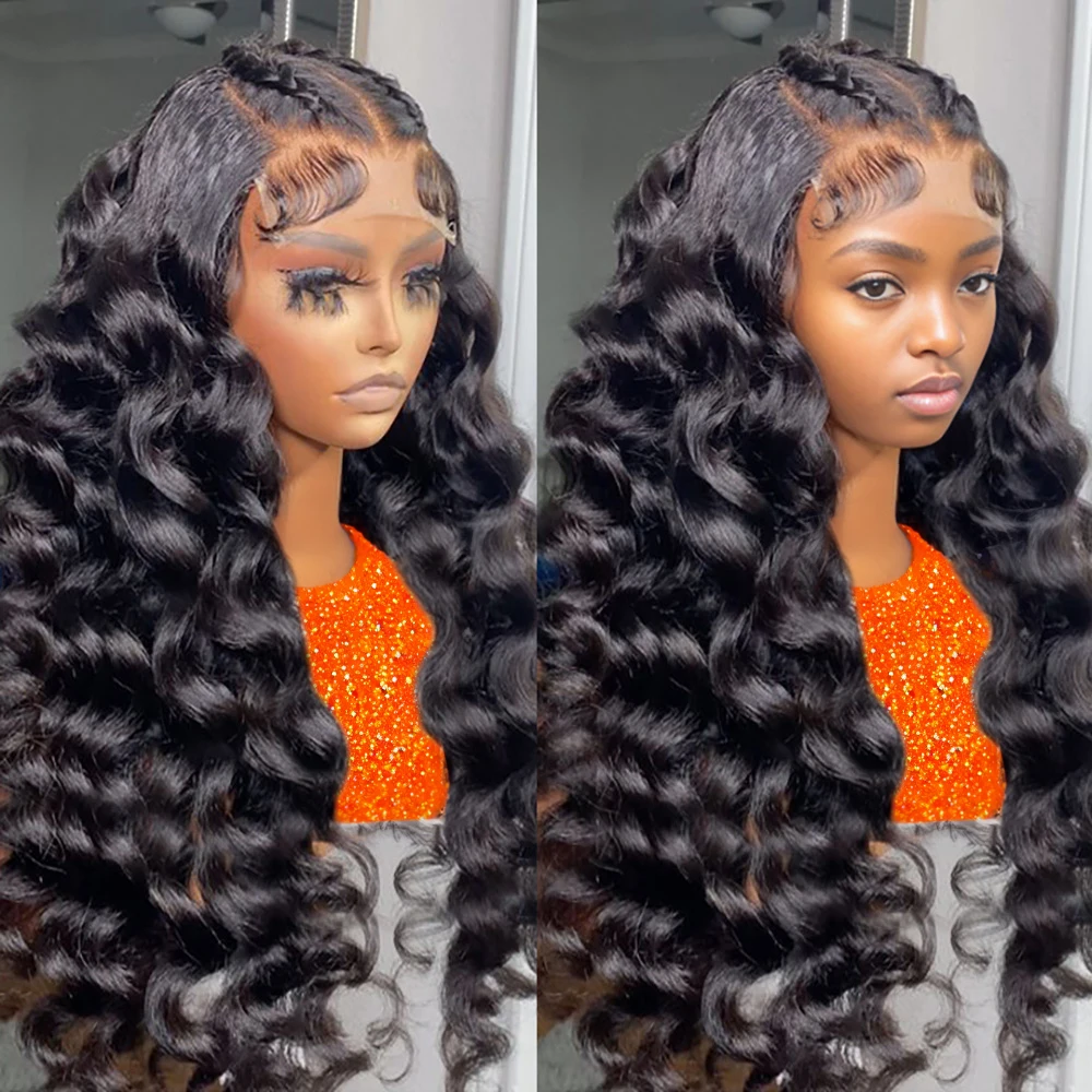 250 Density Brazilian 40 Inch Loose Deep Wave 13x4 13x6 HD Transparent Human Hair Wig Remy Curly Nature Wave Lace Frontal Wigs