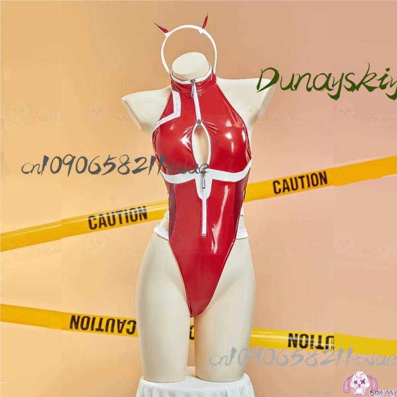 Darling In The Franxx Zero Two Red Leather Bodysuit Cosplay Costume Full Set Backless Teddies Baby Dress Porn Underwear Sexy﻿