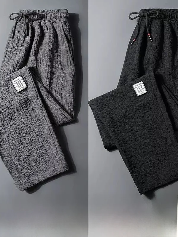 

Ice Silk Loose Fit Sport Pants for Men Breathable Quick Dry Work Trousers Polyester Fiber Youth Casual Pants Summer Collection