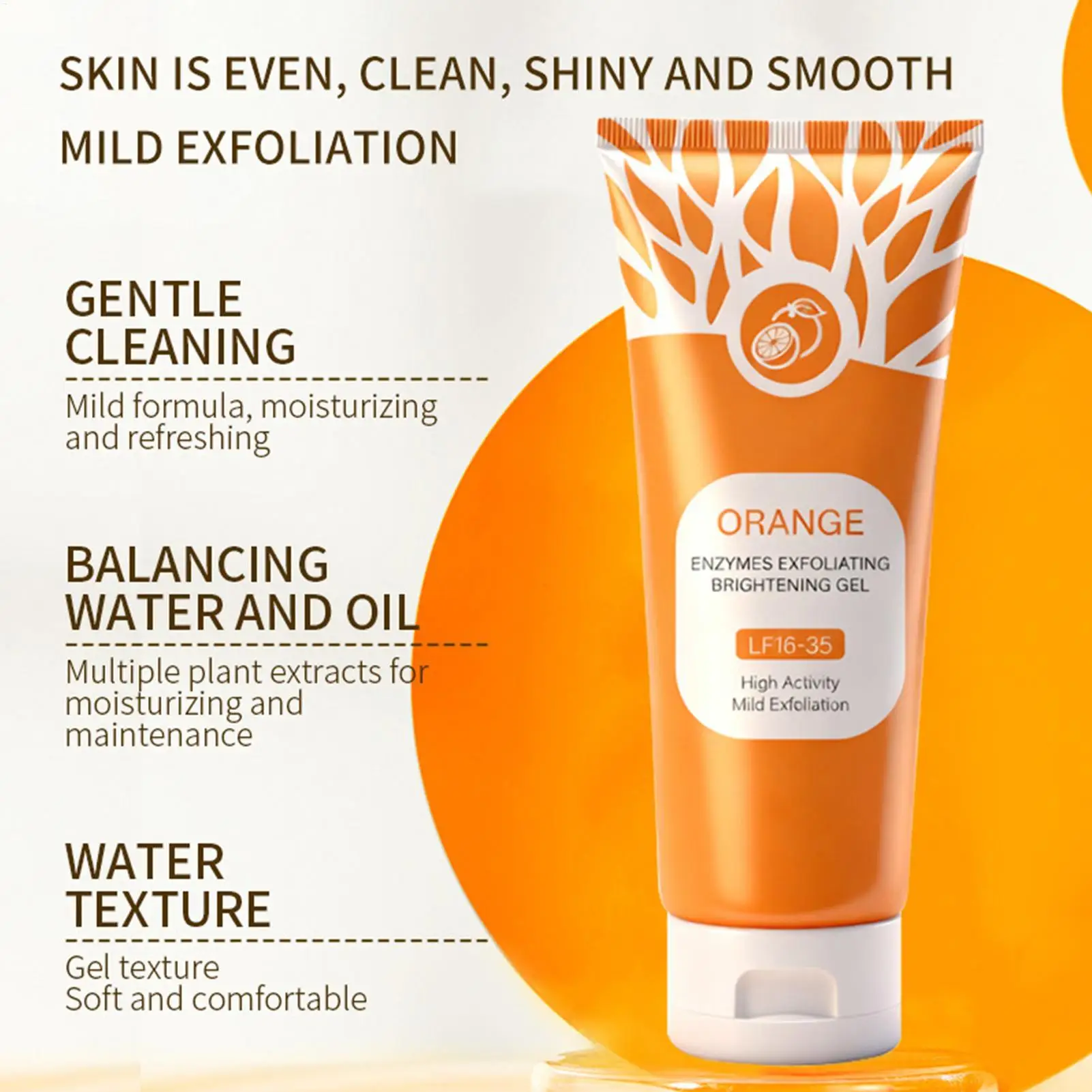 Orange Enzyme Exfoliating Gel,Pore Purifying Deep Cleansing Treatments,Skin Brightening Complex,Sustained Moisturizing